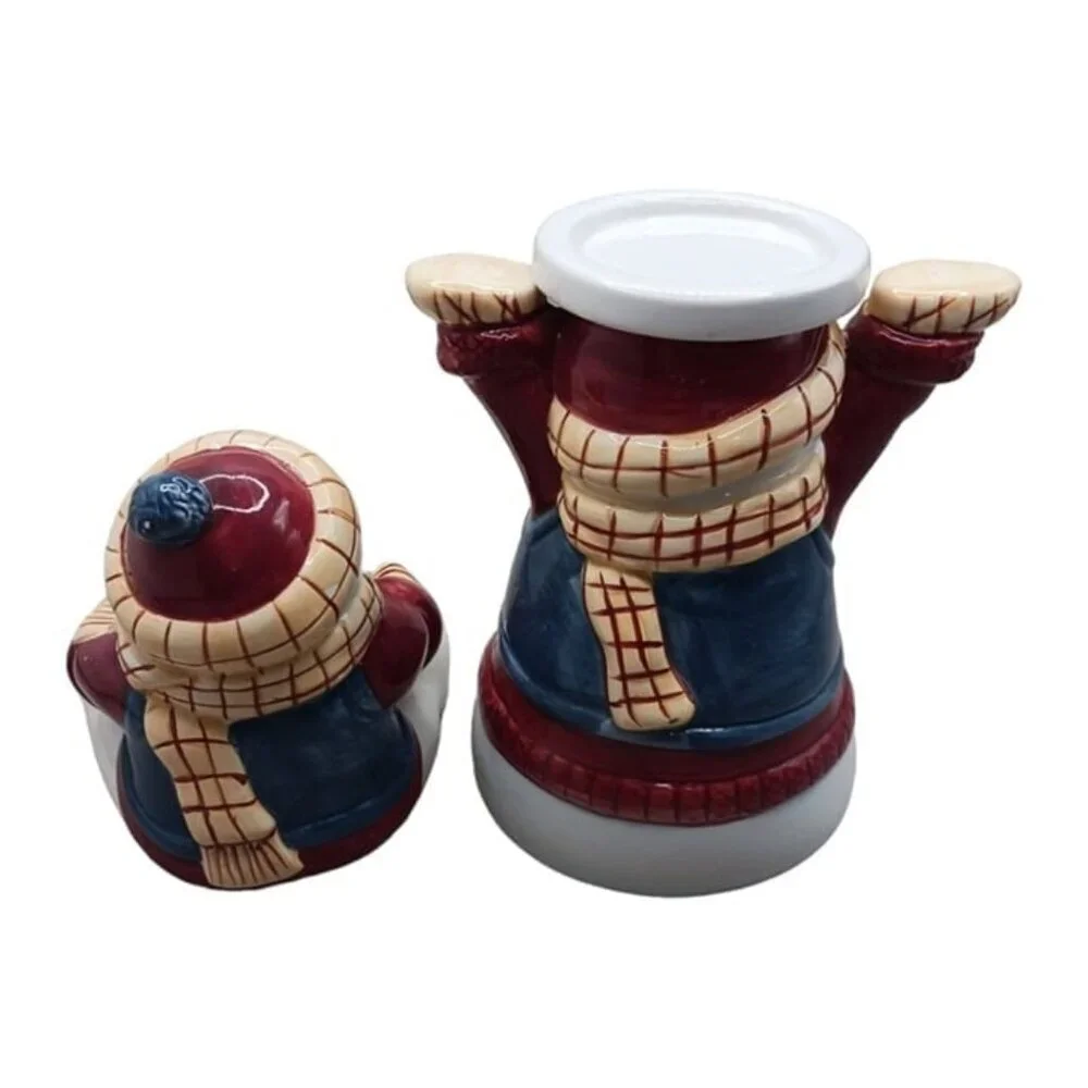 Set of 2 snowman tea light candle holder
